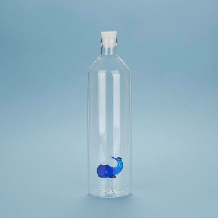 balvi Flasche Atlantis Whale Für Wasser Figur im Inneren fixiert Silizium-Stecker Borosilikat 30 cm