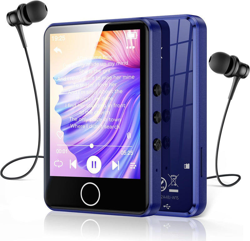 AGPTEK 64GB MP3 Player Bluetooth 5.3 mit 2,8 Zoll Full-Touchscreen, Tragbarer HiFi Musik mit Lautspr