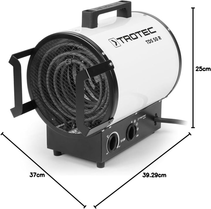 TROTEC Bauheizer TDS 50 R – Heizleistung 4,5 kW / 9 kW – Elektroheizer Luftmenge 844 m³/h – Heizlüft