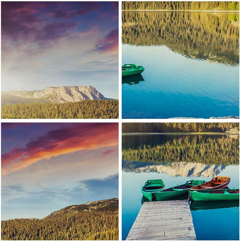 Bilder auf Leinwand 100x70cm Leinwandbild mit Rahmen See Berge Wasser Gross Wanddeko Bild Schlafzimm