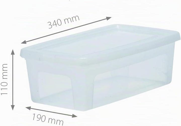 Iris Ohyama, Kunststoff-Aufbewahrungsbox, 5-Liter-Büro-Aufbewahrungsbox, 14er-Set, MCB-5, transparen
