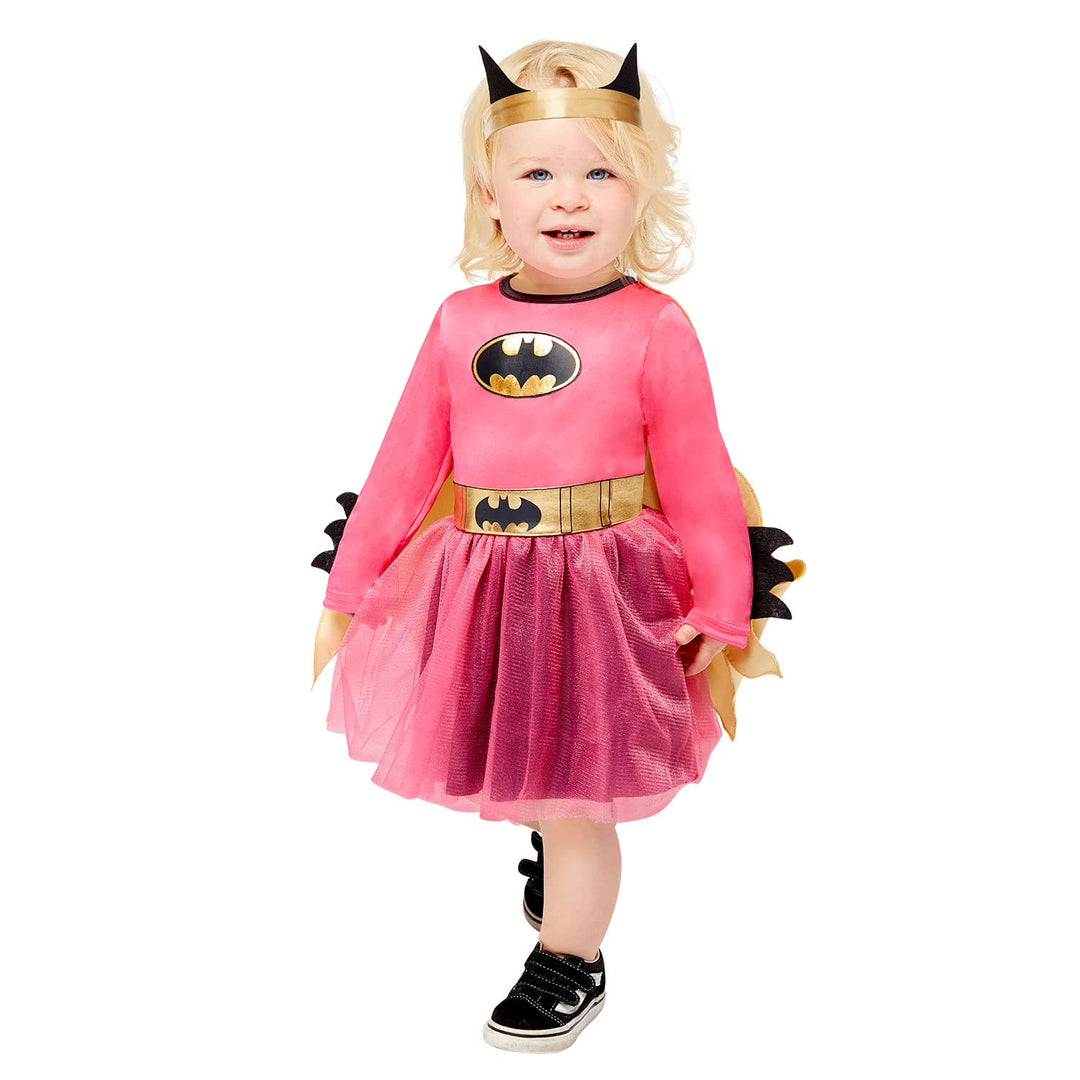 Amscan - Baby-Kostüm pinkes Batgirl, Tüll-Kleid mit Umhang, Stirnband, Super Heroes, Motto-Party, Ka