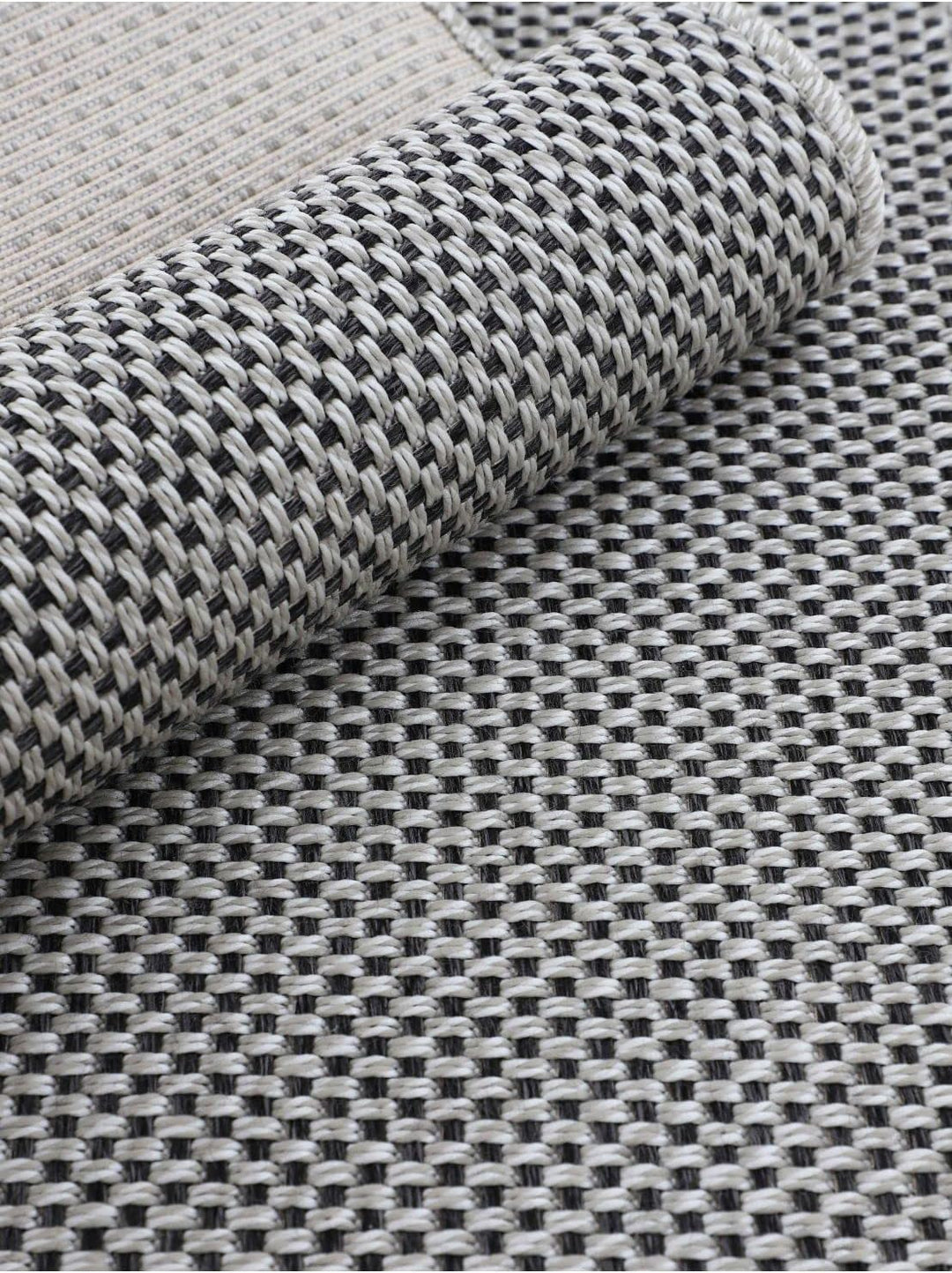 carpetfine In- und Outdoor Teppich Boho Rund Beige Flachgewebeteppich Ø 120 cm | Moderner Teppich We