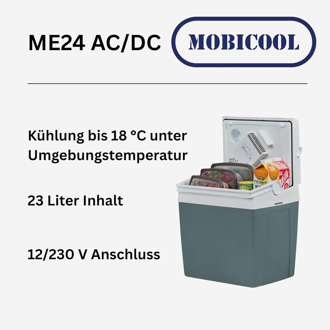 Mobicool ME24 elektrische Kühlbox 23L – 12V und 230V – Kompakte Auto-Kühlbox mit Doppellüfter-System