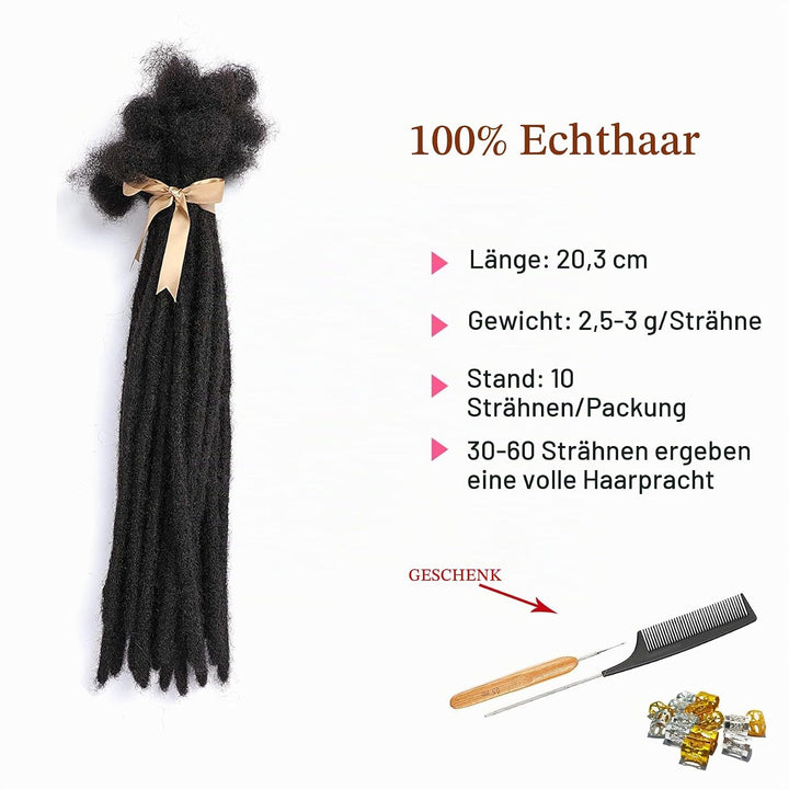 TAOYEMY Human Hair Dresdlock Extension 8 inch Afro Kinky Black 10 Strands 0.8 cm Fashion Crochet Bra