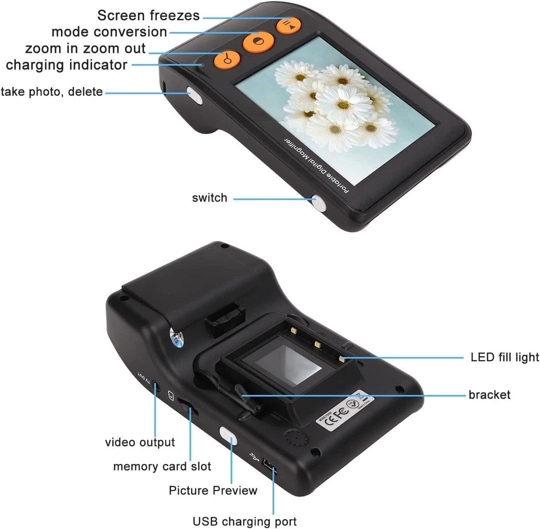 Digitale Videolupe, Hand-Digital-Videolupe Mit 3,5-Zoll-LCD, 2- Bis 25-fachem Zoom Für Verbesserte L