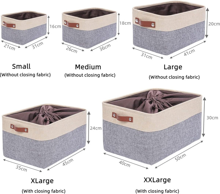 Mangata Faltbare Aufbewahrungskörbe mit Deckel,[4 Pack] Grau Canvas-Stoff Aufbewahrungsbox für Spiel