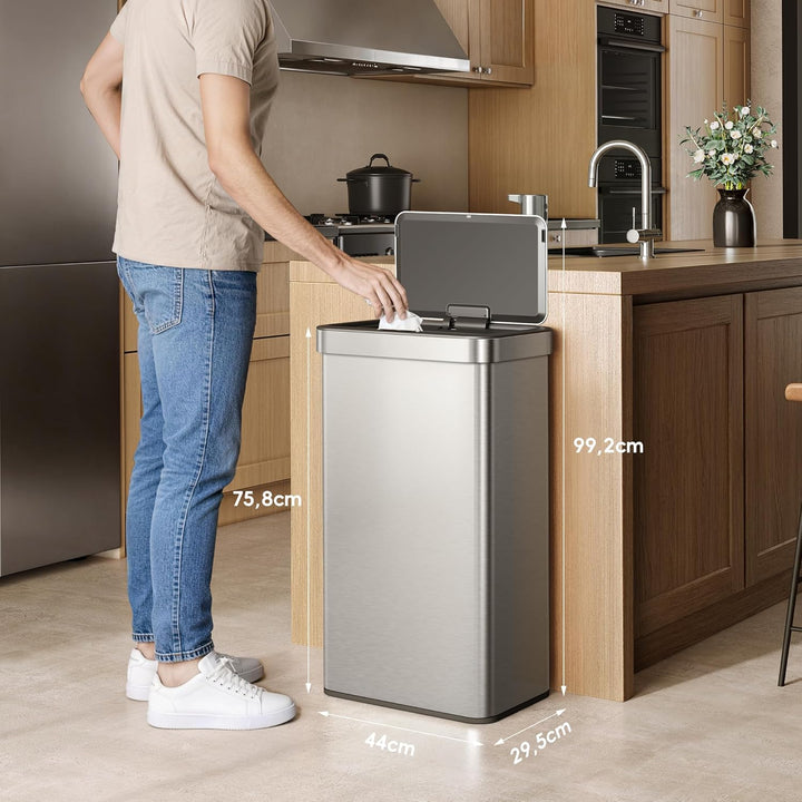 EKO NOVA 80L Mülleimer mit Sensor, Automatischer Küchenmülleimer, rechteckiger Bewegungssensor Abfal