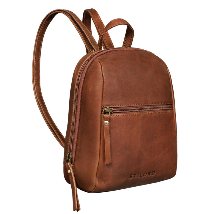 STILORD "Lia Mini Rucksack Damen Leder Kleiner Daypack Lederrucksack Vintage Rucksackhandtasche für