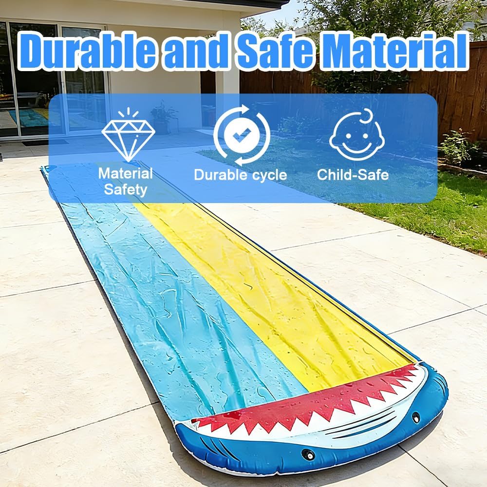 Wasserrutsche Garten, 15.8ft/480cm Doppelrutsche mit Eingebautem Sprinkler, Sommer-Rutsch-Wasserruts