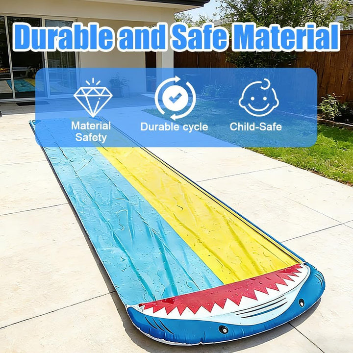 Wasserrutsche Garten, 15.8ft/480cm Doppelrutsche mit Eingebautem Sprinkler, Sommer-Rutsch-Wasserruts
