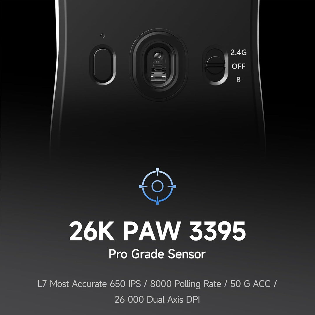 MCHOSE L7 Leichte 39 g Gaming-Maus mit Benutzerdefiniertem 8K-Ultraschnell-Funkempfänger, 26000 DPI,