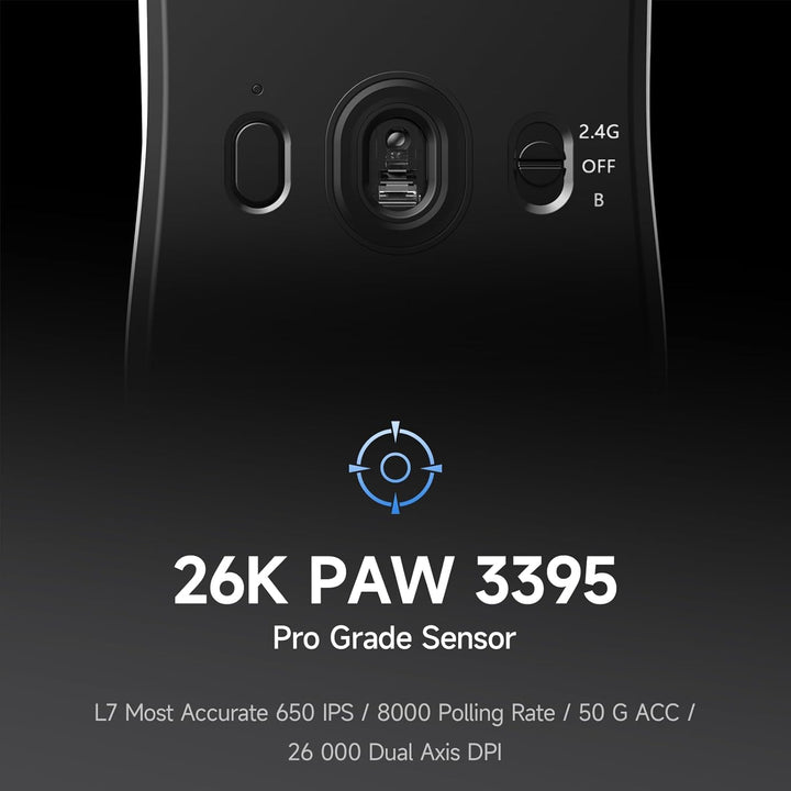MCHOSE L7 Leichte 39 g Gaming-Maus mit Benutzerdefiniertem 8K-Ultraschnell-Funkempfänger, 26000 DPI,