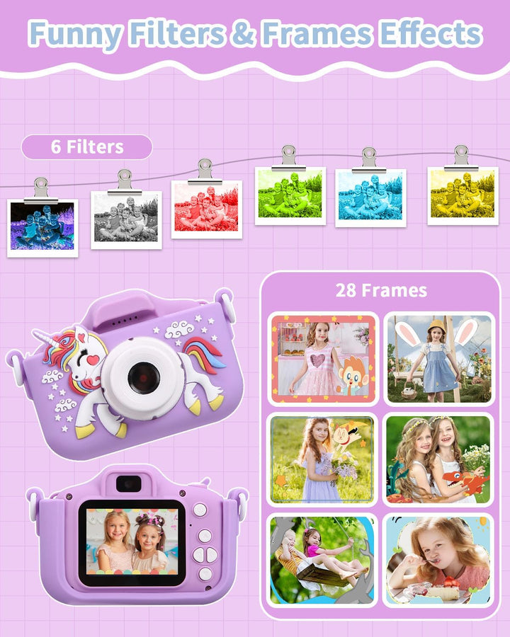 Kinderkamera,Kinder Kamera 1080P Bildschirm Kamera Kinder mit 64GB-Karte Selfie Digitalkamera Fotoap