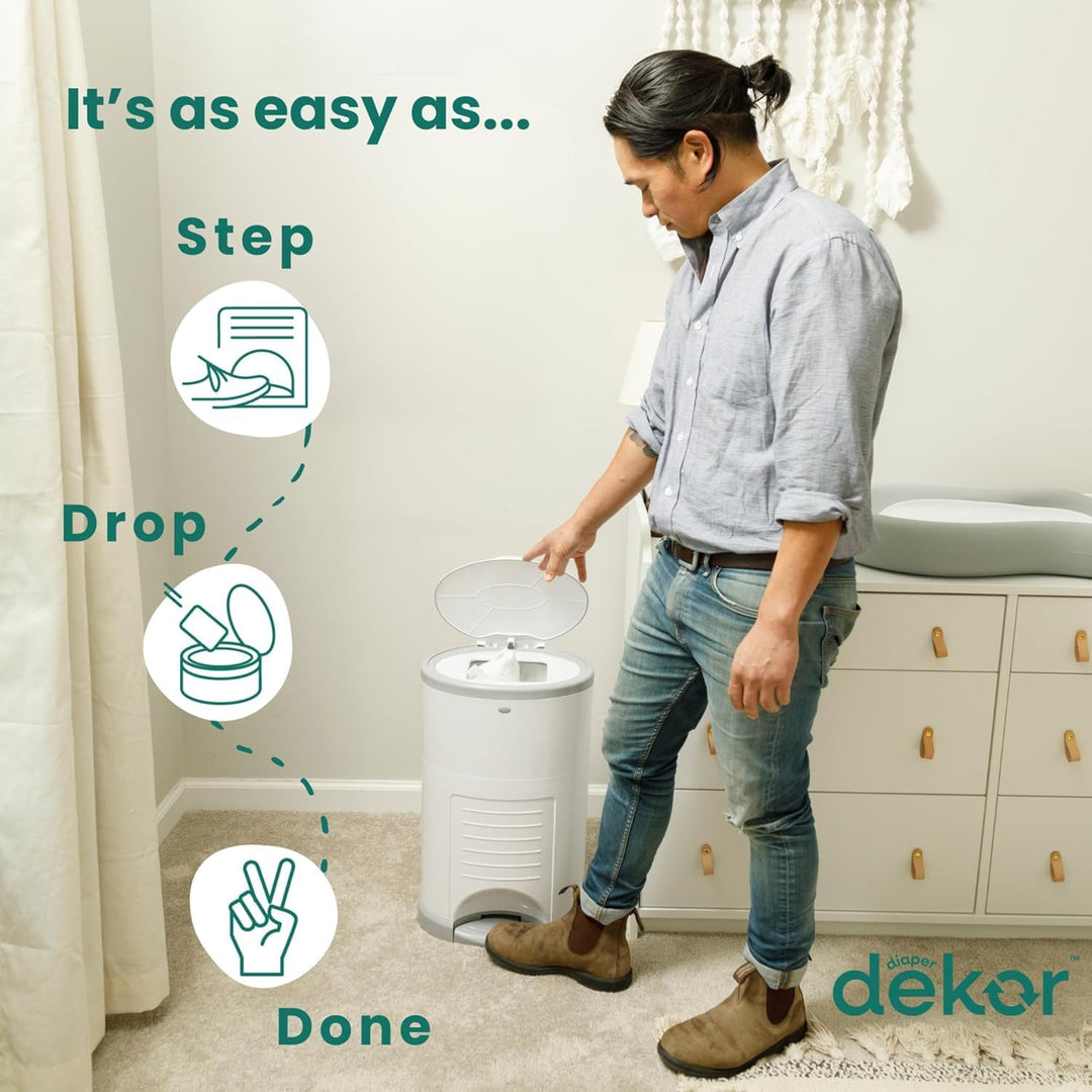 DEKOR Diaper EKO Classic Windeleimer, weiss, nur umweltfreundlicher Windeleimer, hergestellt aus 70%