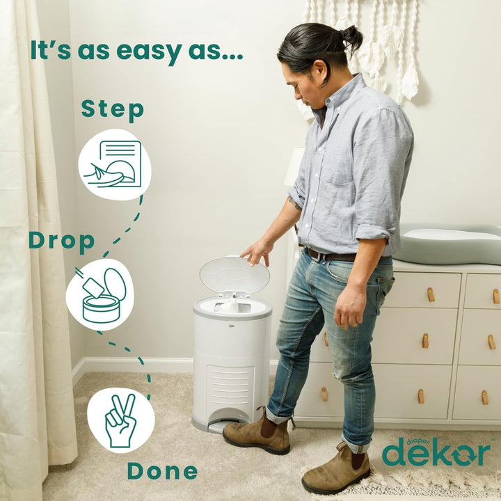 DEKOR Diaper EKO Classic Windeleimer, weiss, nur umweltfreundlicher Windeleimer, hergestellt aus 70%