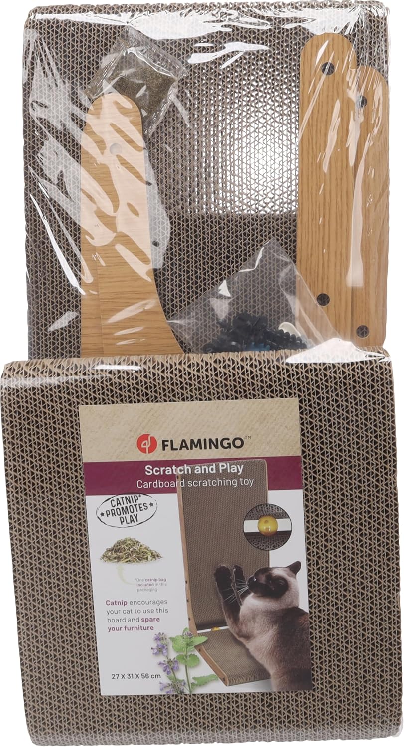 katzenspielzeug - kratzspielzeug Hugo L Form beige 27x31x56 cm - MDF und karton - beidseitig nutzbar