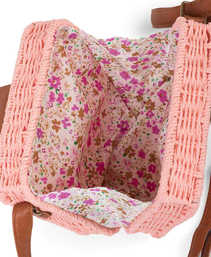 styleBREAKER Damen geflochtene Umhängetasche im Bohemian Style, Rattan Optik, Schultertasche, Crossb