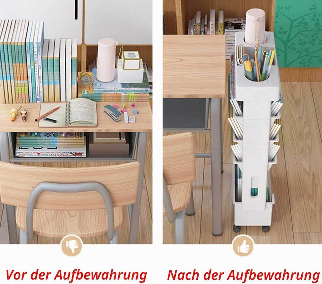 courti Mobiles Schreibtischregal für Klassenzimmer, kompakter Schreibtisch-Aufbewahrungs-Organizer m