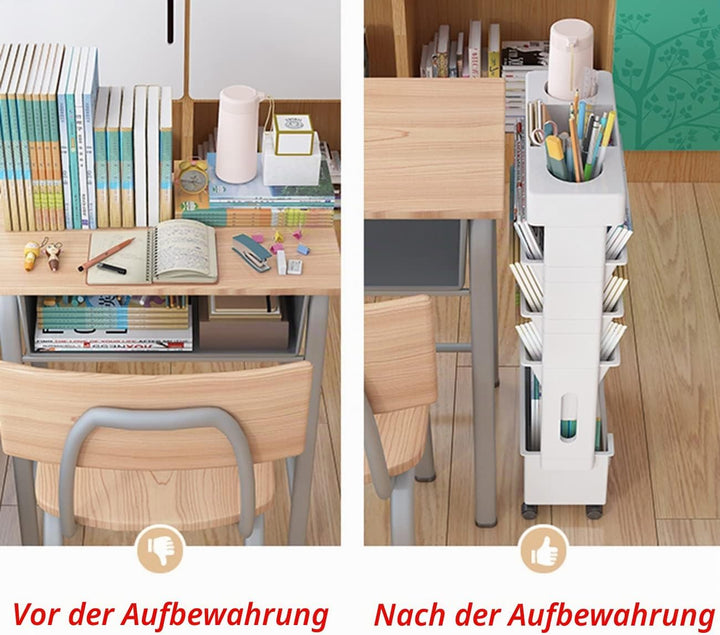 courti Mobiles Schreibtischregal für Klassenzimmer, kompakter Schreibtisch-Aufbewahrungs-Organizer m