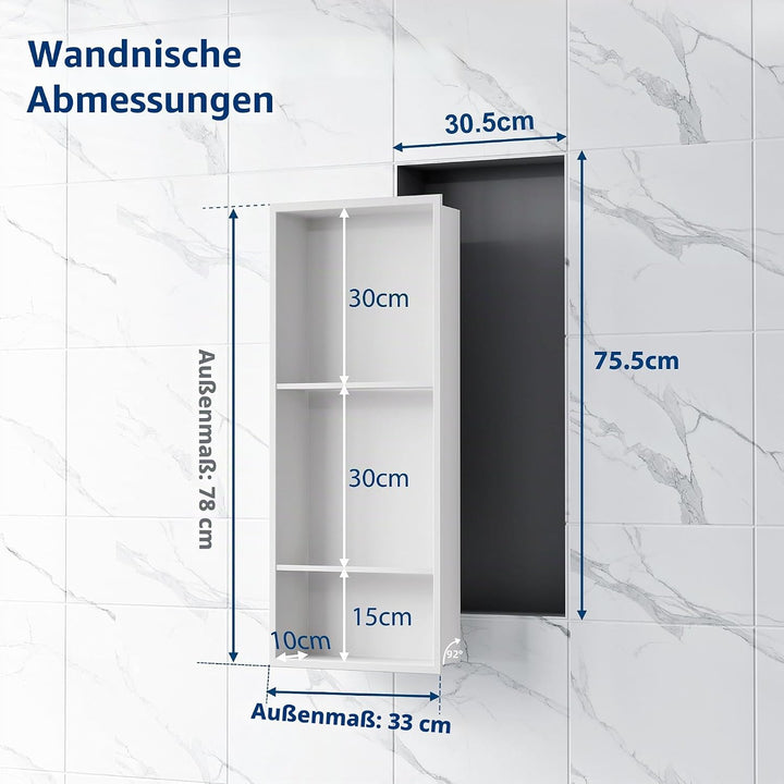 Neodrain Wandnische Dusche Edelstahl Dreifach-Duschnische Wandnische mit Regal Lagerung für Badezimm