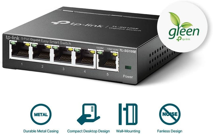 TP-Link TL-SG105E 5-Ports Gigabit Easy Smart Managed Netzwerk Switch(Plug-and-Play,Metallgehäuse, Qo