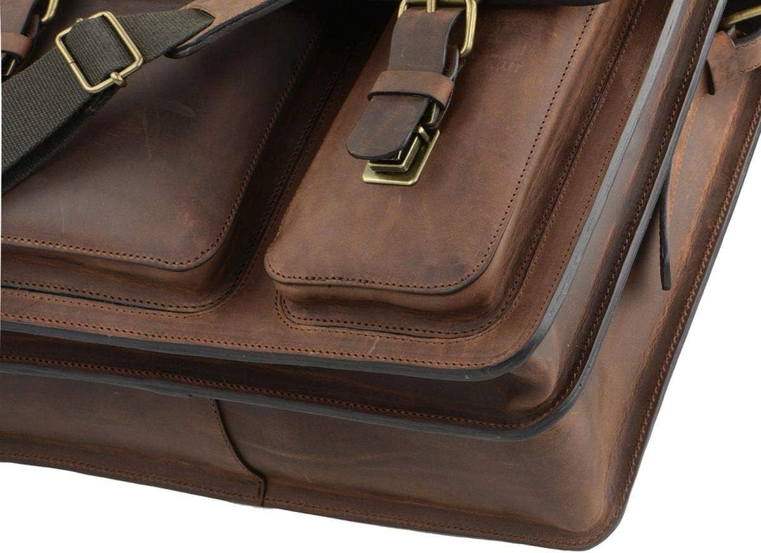Ruitertassen Lehrertasche Leder Schultasche Aktentasche 2 Fächer Ranger braun Tasche für Schule Uni