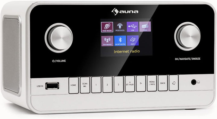 Auna Radio für Küche & Bad, Aufladbares DAB-Radio, DAB Plus Radio mit Bluetooth, Radio Batteriebetri