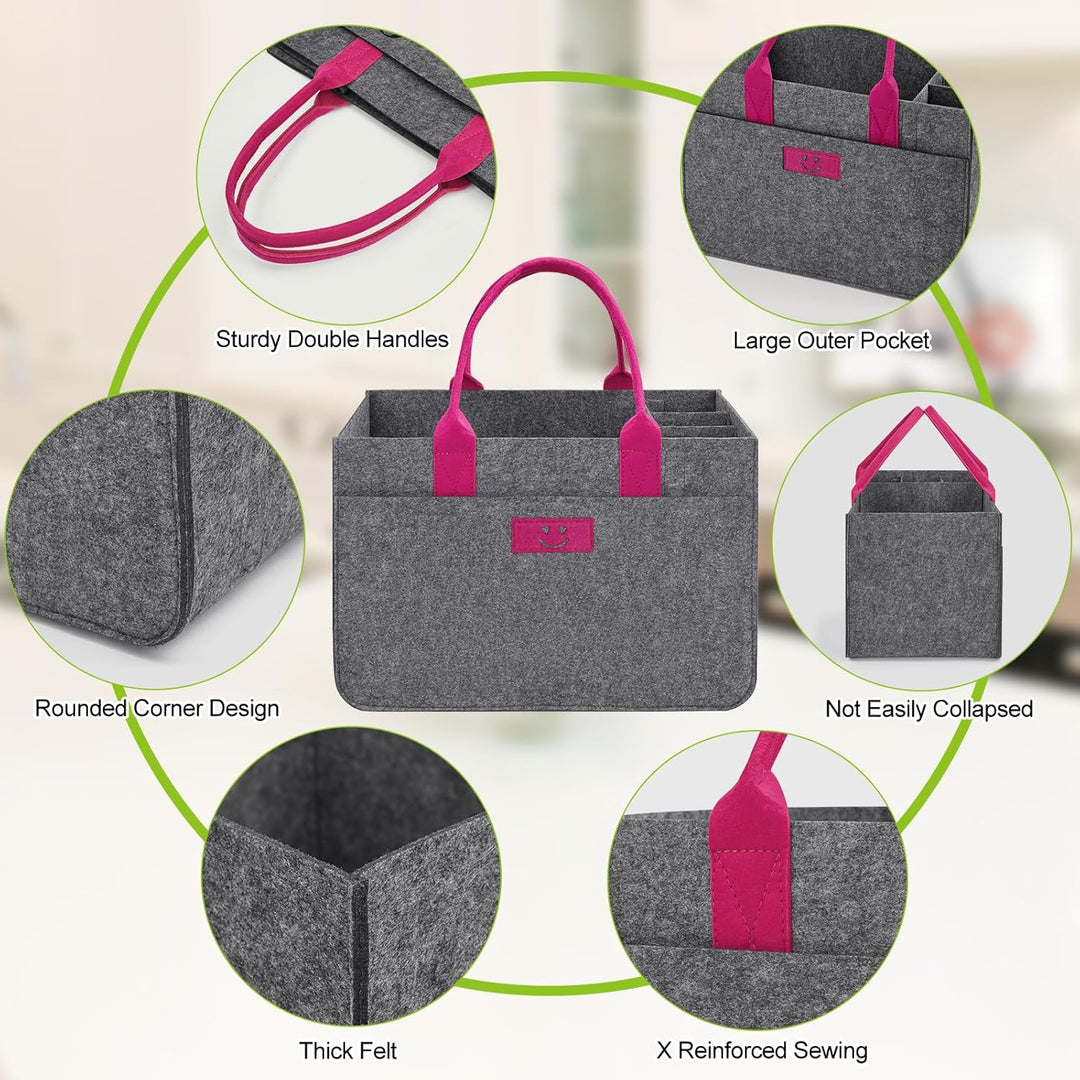 Filz Einkaufskörbe Filztasche 30L Einkaufskorb Faltbar Einkaufstasche mit Fächern, Filztasche Gross