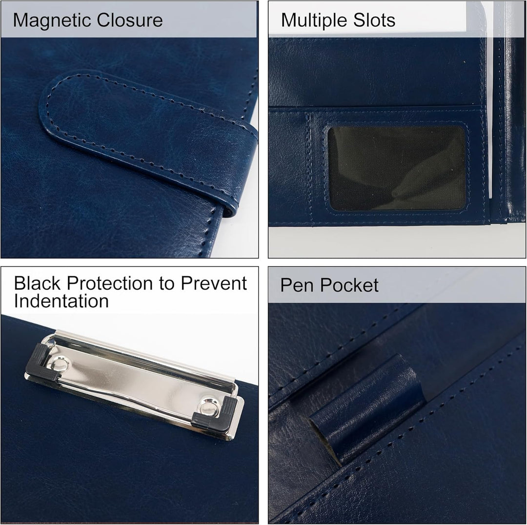 Schreibmappe A5 Klemmbrett Mappe mit Magnetischer Verschluss, organizer büro mappe, Blau Ordner, Dok