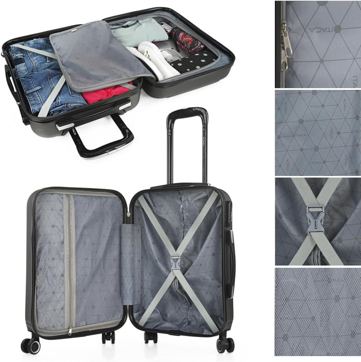 ITACA - Trolley Handgepäck Cabin Trolley Koffer Reisekoffer Hartschalenkoffer mit Zahlenschloss - Ka