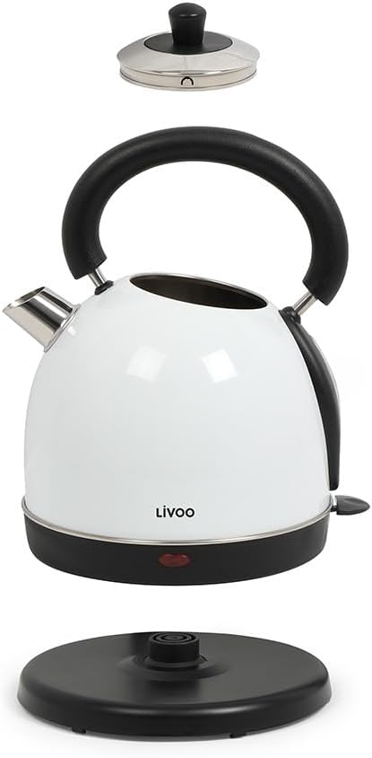 LIVOO DOD136W Frühstücksset, Vintage, Wasserkocher und Toaster,, Weiss