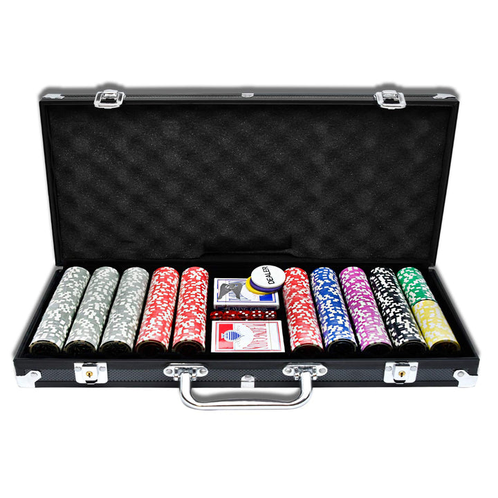 YUENFONG Pokerkoffer Pokerset mit 500 hochwertigen Laser Pokerchips, inkl. 2 Pokerdecks, 1 Dealer Bu