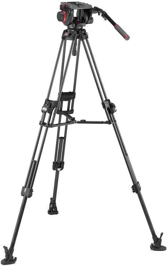 Manfrotto, Fluid-Videokopf 509 mit Fast Twin Videostativ 645, Tripod aus Carbon, Stativ Profi-Kit fü