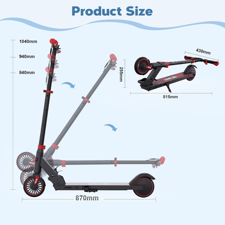 RCB R15 E-Scooter Kinder (8-12-16 Jahre) - bis zu 20 Km/h, Max. Reichweite 16Km, Elektroroller Faltb