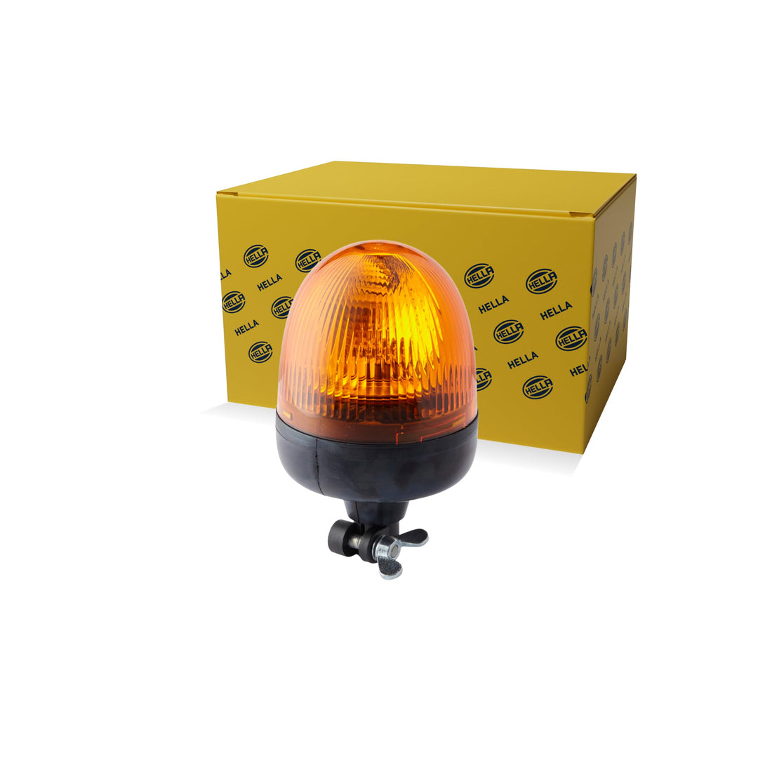 HELLA - Halogen-Rundumkennleuchte - Rota Compact - 12V - gelb - Rohrstutzen, flexibel - Menge: 1 - 2
