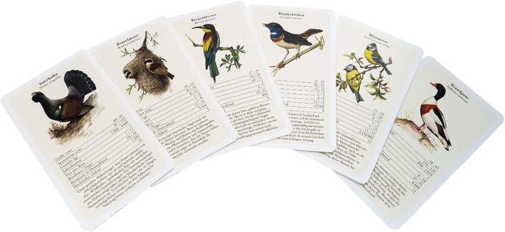 Vogelquartett "Fliegende Edelsteine" - Kartenspiel in Tarokartengrösse - 56 Spielkarten mit QR-Codes