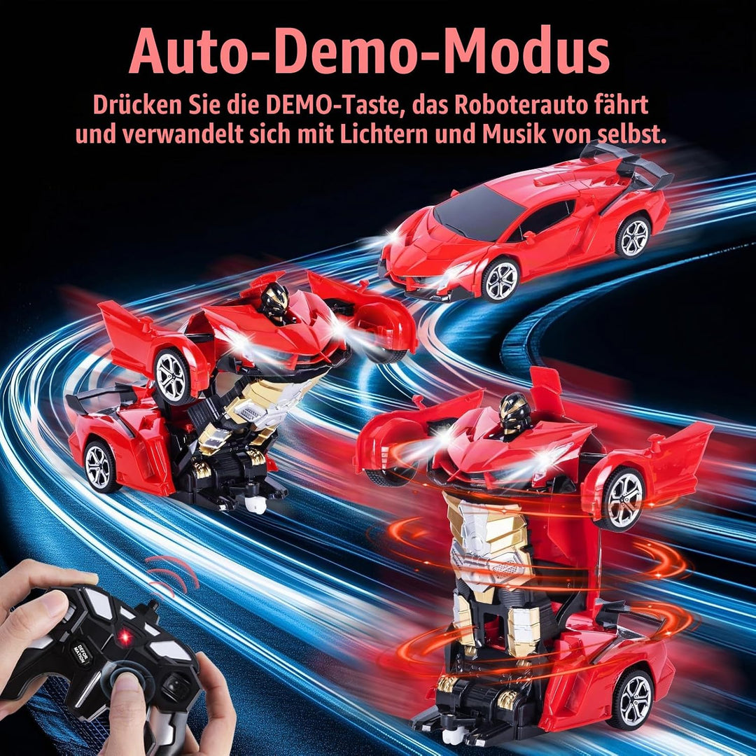 Ferngesteuertes Roboter Auto Kinder mit Gestenerfassung, Licht &amp; Musik, 2.4GHz 360° Drehung 1:18 Ver