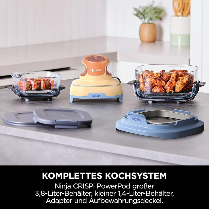 Ninja CRISPi Tragbare Heissluftfritteuse, 3,8 l & 1,4 l, 4-in-1: Heissluftfrittieren, Braten, Aufknu