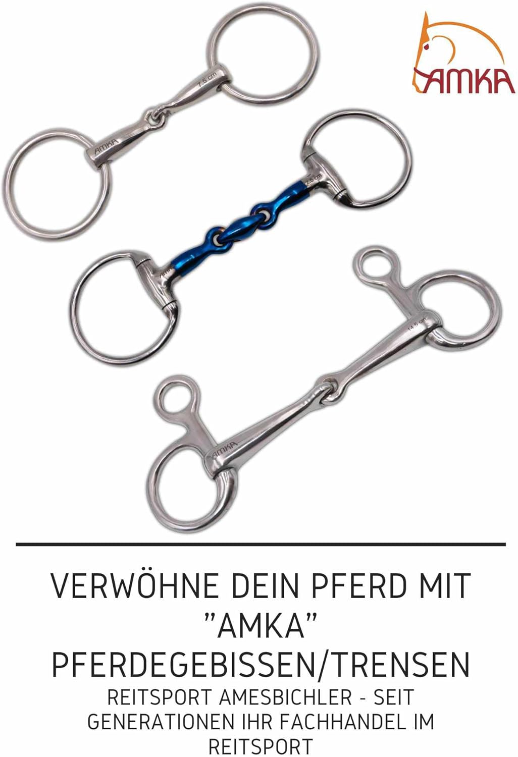 AMKA Knebeltrense Schenkeltrense massiv Edelstahl Stärke 18 mm Ringe 45 mm 12,5, 12,5