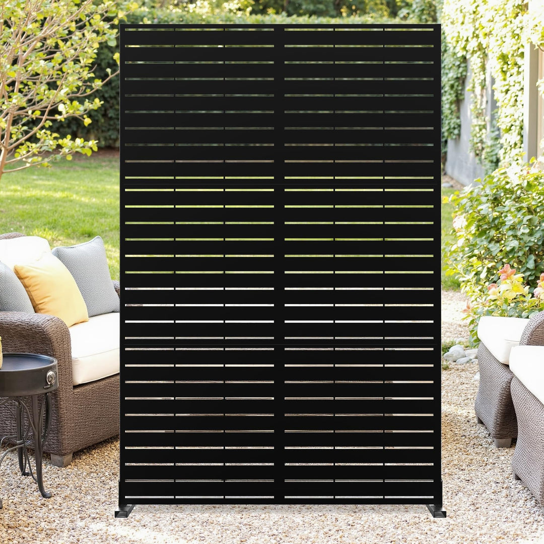 GarveeTech Paravent Outdoor, 120x180cm Freistehender Sichtschutz aus Stahl, Windschutz für Terrasse