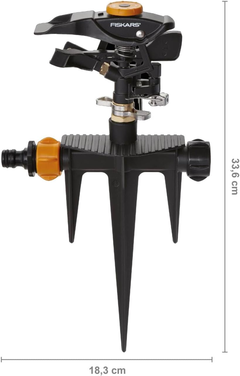 Fiskars Impuls-Sprinkler XL, Mit Abstandsregelung, Sprühbildkontrolle und Rotationskontrolle, Univer