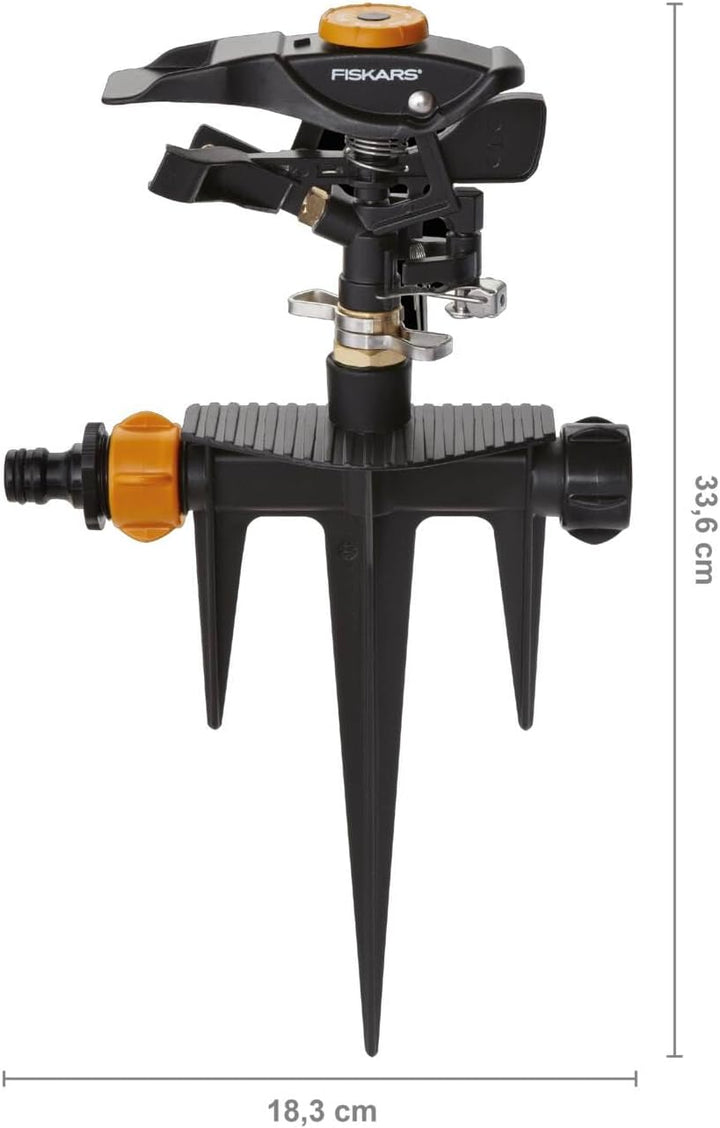 Fiskars Impuls-Sprinkler XL, Mit Abstandsregelung, Sprühbildkontrolle und Rotationskontrolle, Univer