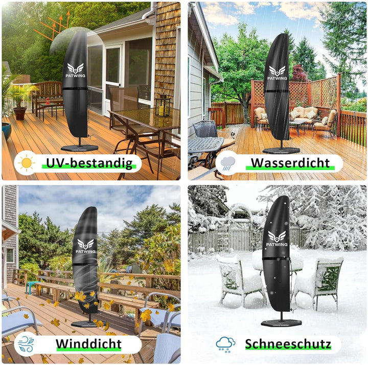 Sonnenschirm Schutzhülle mit Stab - 600D Oxford Abdeckung für Ampelschirm 2 bis 4 M, Wetterfest, Was