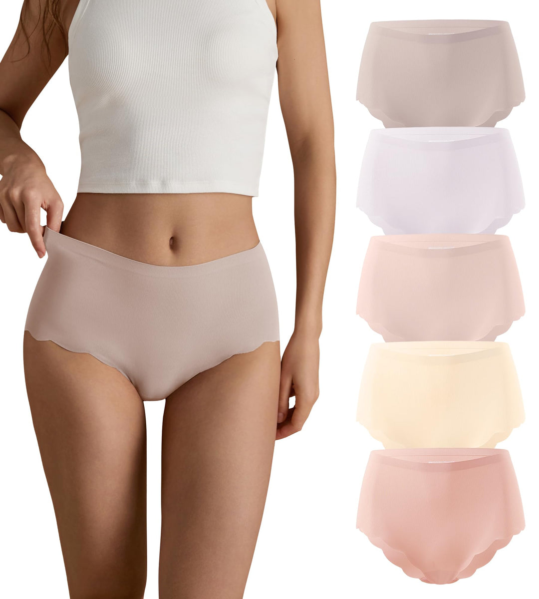 SHARICCA Nahtlos Slips Unterwäsche Damen Hohe Taille Bequeme Seamless Hipster Slips No Show Unterhos