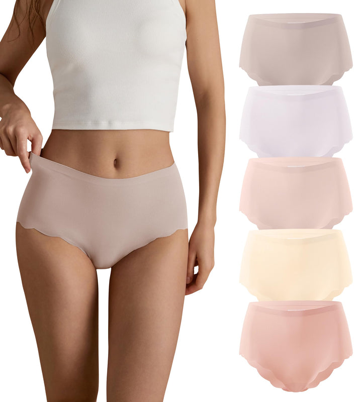 SHARICCA Nahtlos Slips Unterwäsche Damen Hohe Taille Bequeme Seamless Hipster Slips No Show Unterhos
