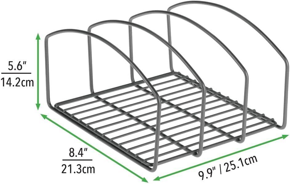 mDesign 2er-Set Geschirrablage für Kochtöpfe, Deckel und Pfannen – kompakter Topfdeckelhalter mit 3
