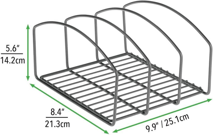 mDesign 2er-Set Geschirrablage für Kochtöpfe, Deckel und Pfannen – kompakter Topfdeckelhalter mit 3