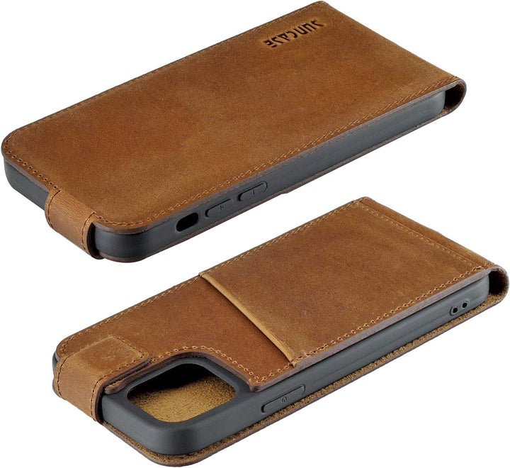 Suncase Original Flip-Style (Ultra-Slim) kompatibel mit iPhone 12 (6.1") Hülle Ledertasche Tasche Sc