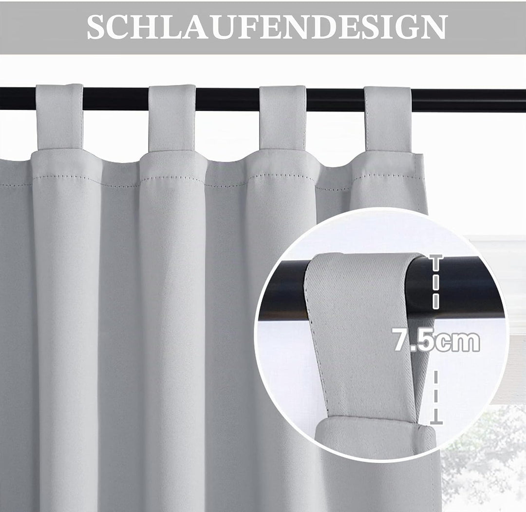 PONY DANCE Kinderzimmer Gardinen H 200 x B 140 cm - Schlaufengardinen Wohnzimmer Modern Thermovorhan